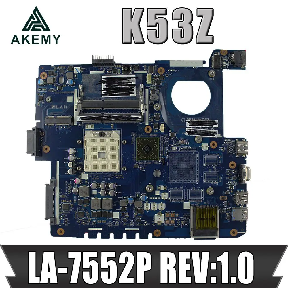 Akemy K53Z материнская плата для ноутбука For Asus K53TA K53TK K53T K53 тест оригинальная LA 7552P REV: 1