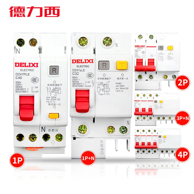 Delixi DZ47SLE 1p 1p+ n 2p 3P+ n 4P 10-100A400 v остаточный atual mini disjuntor sobrecarga curto protecau contra escapamento