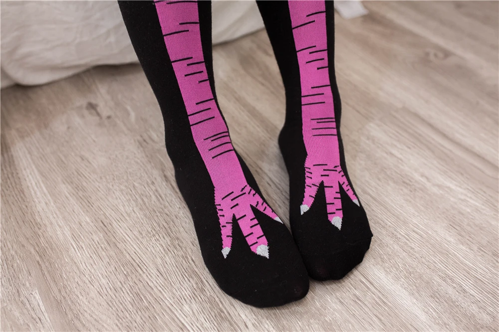 Warme Winter Herbst Frauen Huhn Pfoten Bein Klaue Gestrickte Lustige 3D Cartoon Oberschenkel Hohe Nette Dünne Kappe Füße Socken Cosplay Weihnachten geschenk – Detail 13