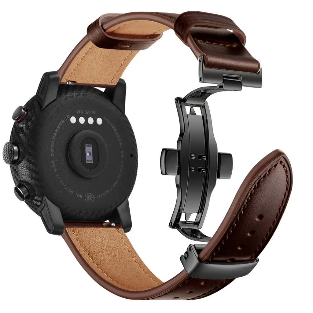 Черный Сменный Браслет Роскошный кожаный для Xiaomi Huami AMAZFIT 2/2S Stratos Часы Браслет ремешок фитнес-трекер# G30 - Цвет: Черный