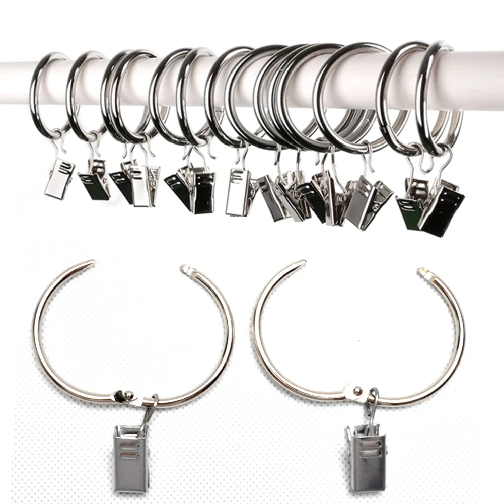 10pcs Rail Drapery Hook Window Accessories Bathroom Flexible Shower Home Living Room Clamps Stainless Steel Curtain Clips Holder