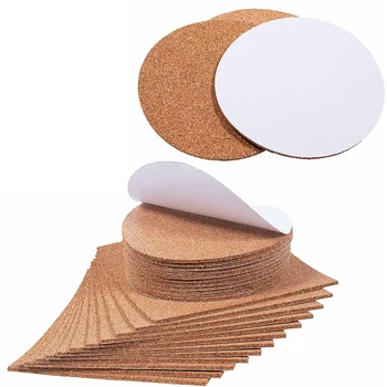 

50PCS Pad Cork Coaster Squares Round Cup Mat Crafts Insulation Reusable Self Adhesive Table Decor Drink Mini Board Kitchen DIY