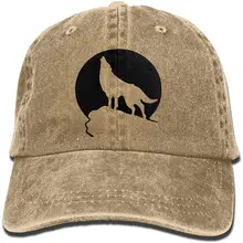 С волком, воющим на Луну, мужская и женская джинсовая бейсболка с эффектом потертости, регулируемая задняя застежка, Кепка-Дальнобойщик, шляпы от солнца