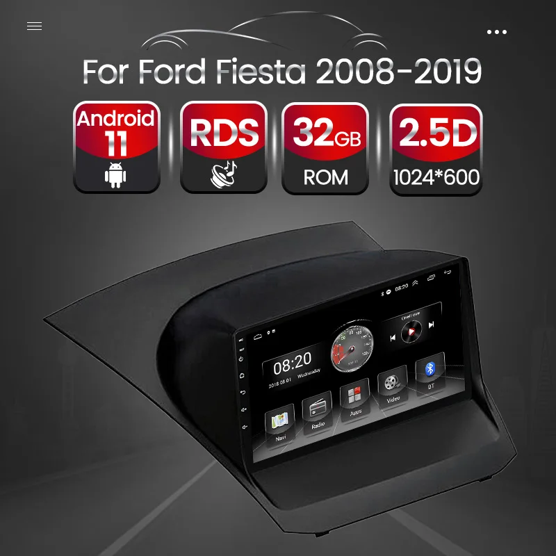 Автомобильный мультимедийный проигрыватель Android 11 4 ядра GPS радио для Ford Fiesta 2008-2019