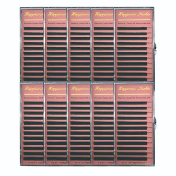 

10 Trays Eye Lash Extension Eyelash Supplies Deep Matt Natural Long Easy to Use Super Soft Silk Mink Volume Lashes HPNESS