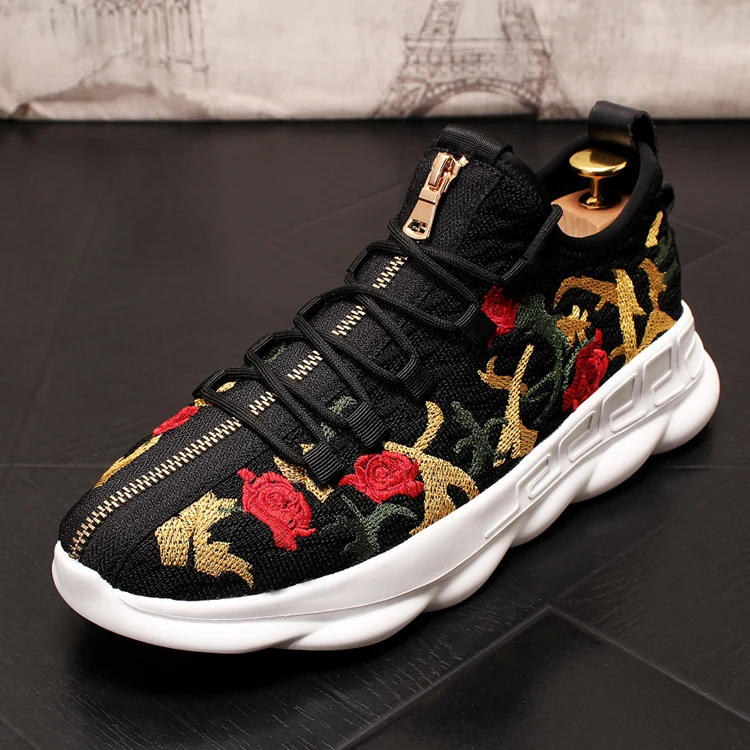 buy Fashion Knited Men Sneakers Unisex Light Autumn Hip Hop Colored embroidery Footwear Breathable Casual Shoes Zapatillas Hombre