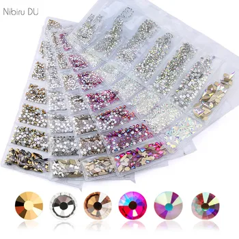 

Mixed Colorful Crystal Nail Rhinestones Mixed Size 3D Crystals For Nails Art Decorations Accessories Set