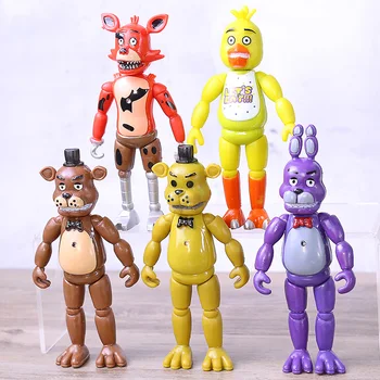 

5Pcs/set Action Figure Toys Five Nights At Freddy's Foxy Gold Freddy Chica Freddy LED Cute Toy Dolls Kids Christmas Party Gifts