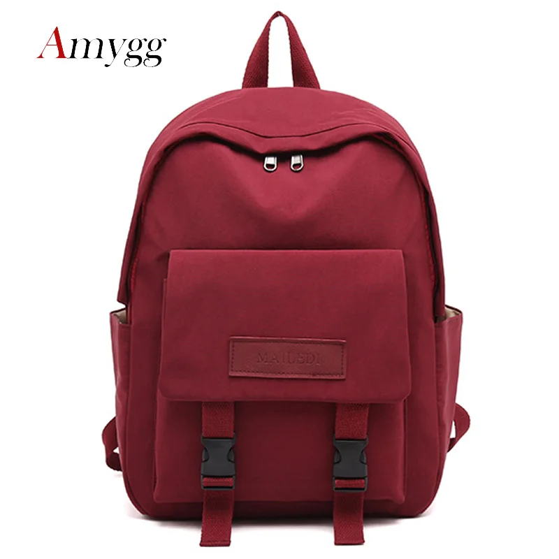 

AMYGG Fashion Buckle Women Backpack Large Capacity Waterproof Nylon Shoulder Bag Schoolbag For Teenagers Girls Bookbag Mochilas