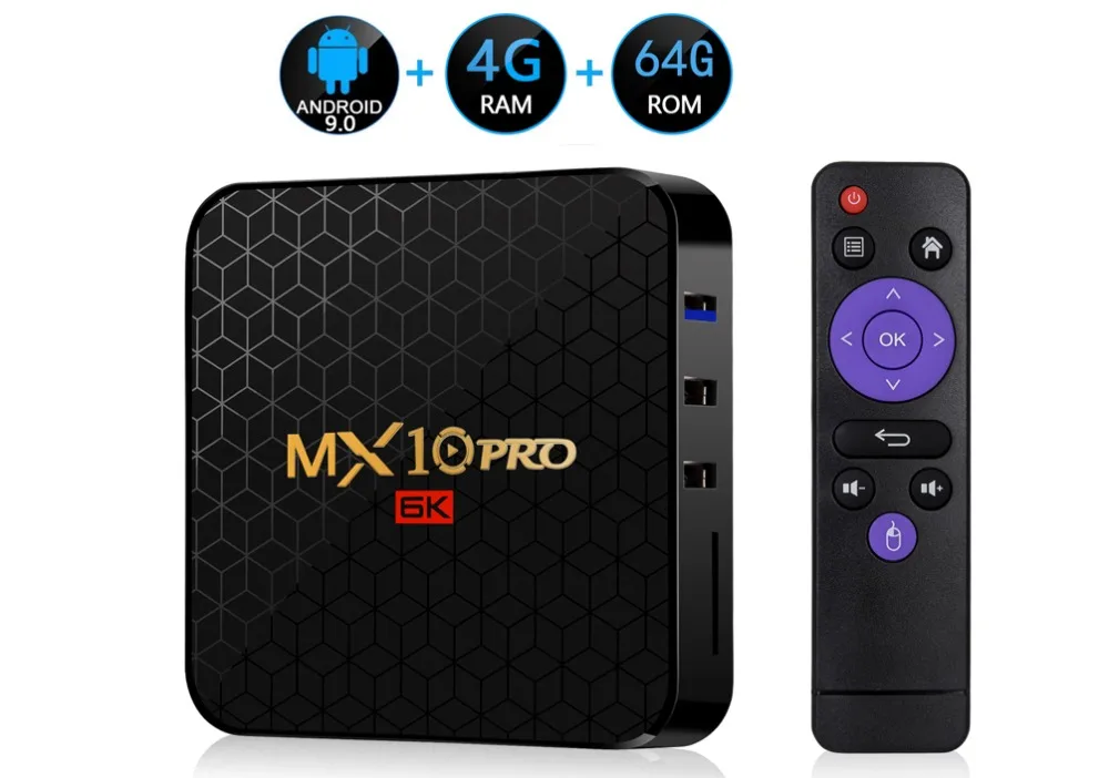 MX10 Pro 6K Android 9,0 ТВ-бокс Allwinner H6 Четырехъядерный 4 ГБ/32 ГБ 64 Гб 2,4 г WiFi USB3.0 Поддержка 6K* 4K H.265 смарт-медиаплеер