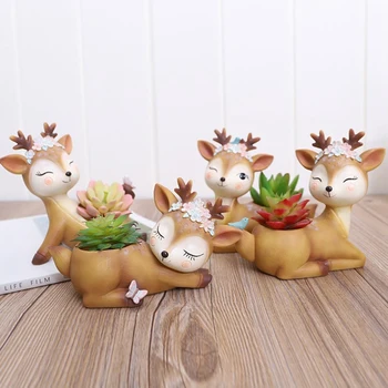 

New-Succulent Resin Flower Pot Cute Sika Deer Fleshy Flower Pot Flower Pot Mini Flower Pot Desktop Flower Pot Bonsai Flower Pot