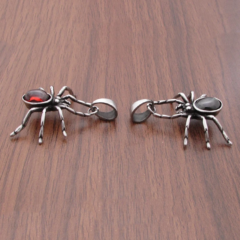 Punk 316L Stainless Steel Silver Color Black Stone Crystal Spider Pendant Jewelry For Gift 2