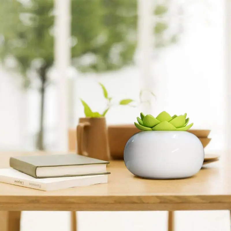 200Ml Ceramic Ultrasonic Aroma Humidifier Air Diffuser Simplicity Lotus Purifier Atomizer Essential Oil Diffuser(Green+White