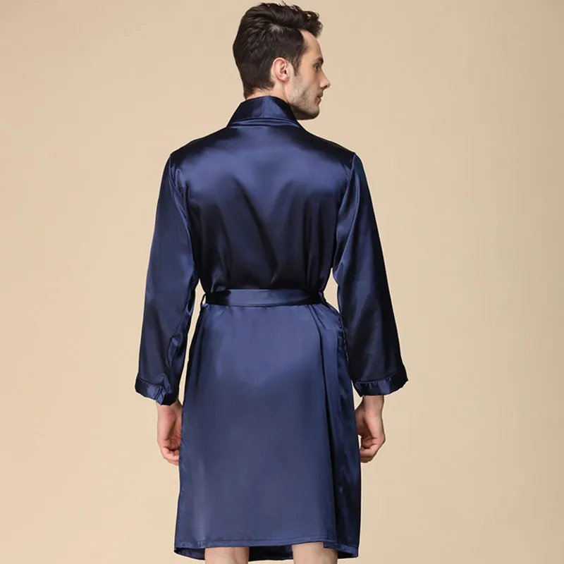 Aolamegs Men Pajamas Solid Color Silk Night Gown Thin Soft Long Sleeve Open Sleepwear Luxury Fashion Style Men Homewear Summer Aolamegs Men Pajamas Solid Color Silk Night Gown Thin Soft Long Sleeve Open Sleepwear Luxury Fashion Style Men Homewear Summer