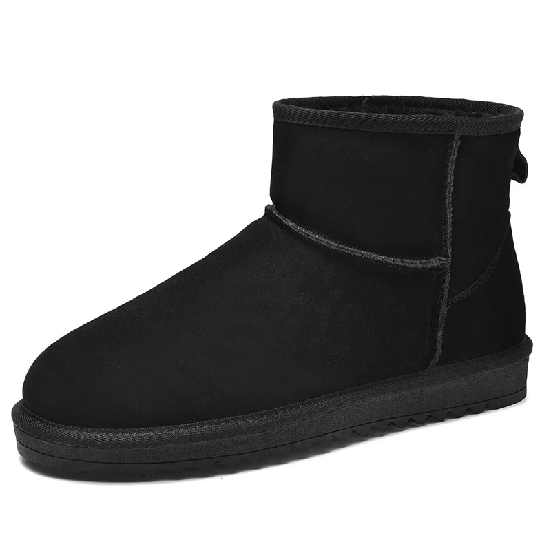 Snow Boots Women Winter 2021 Nature Fur Snow Boots Non-Slip Men Shoes Genuine Leather Couple Shoes Women Ankle Boots