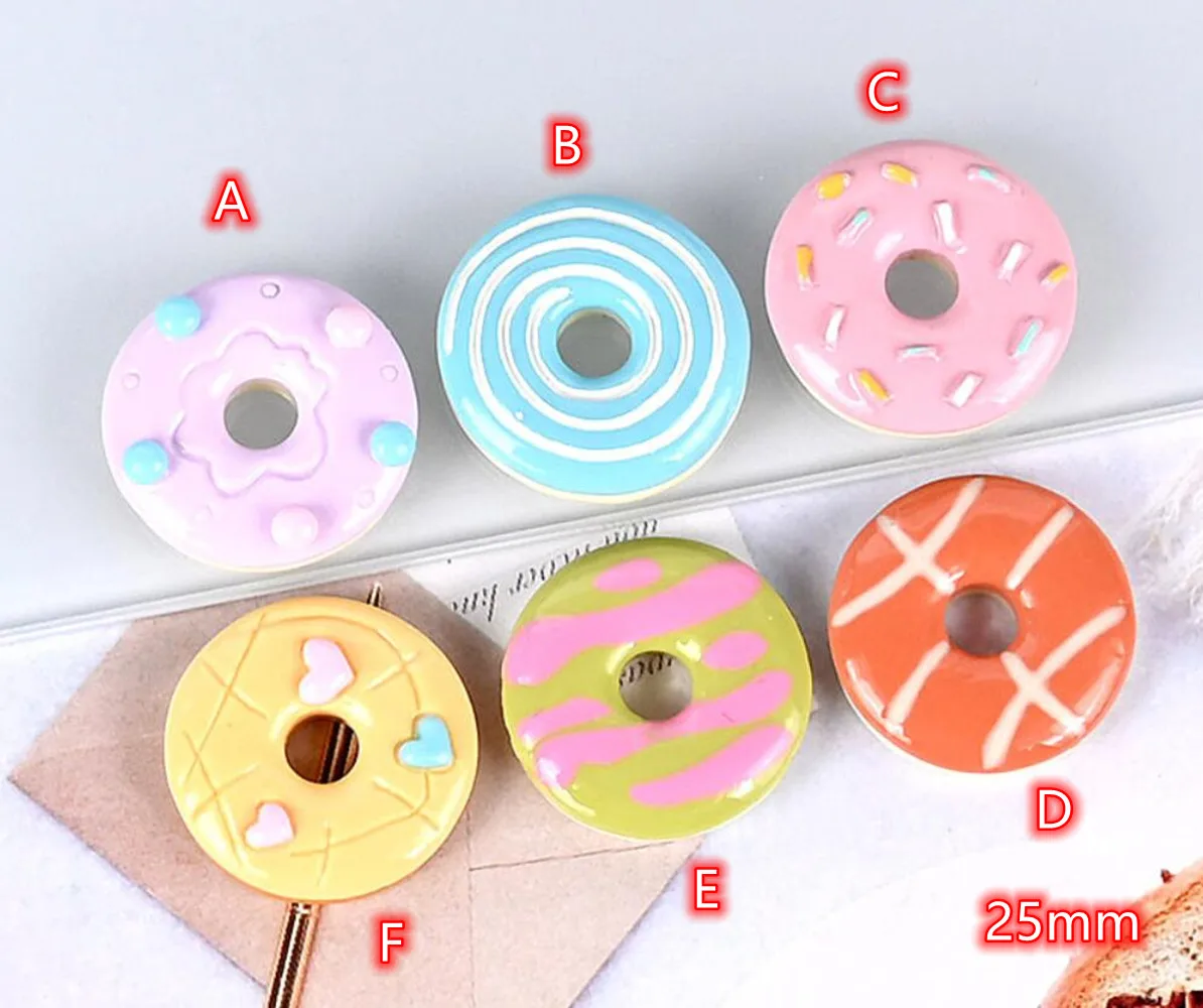 

Donut Cabochon flatback 20pcs colorful Foods Flat Back Resin Cabochons Scrapbooking DIY Jewelry Craft Decoration Accessories