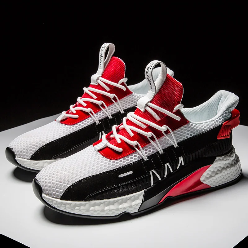 New Men's Running Shoes Fitness Fashion Sneakers Light Man Breathable Lace Up Jogging Shoes Cushioning Outdoor Gym Sports Shoes