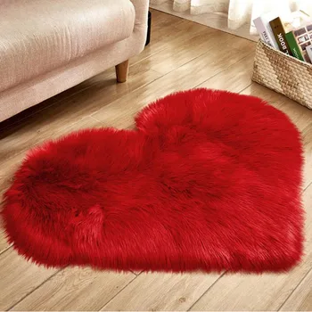 

Love Heart Shaped Fluffy Rugs Solid Creative Imitation Wool Mat Anti Skid Shaggy Carpet for Living Room Bedroom Home Floor Mat