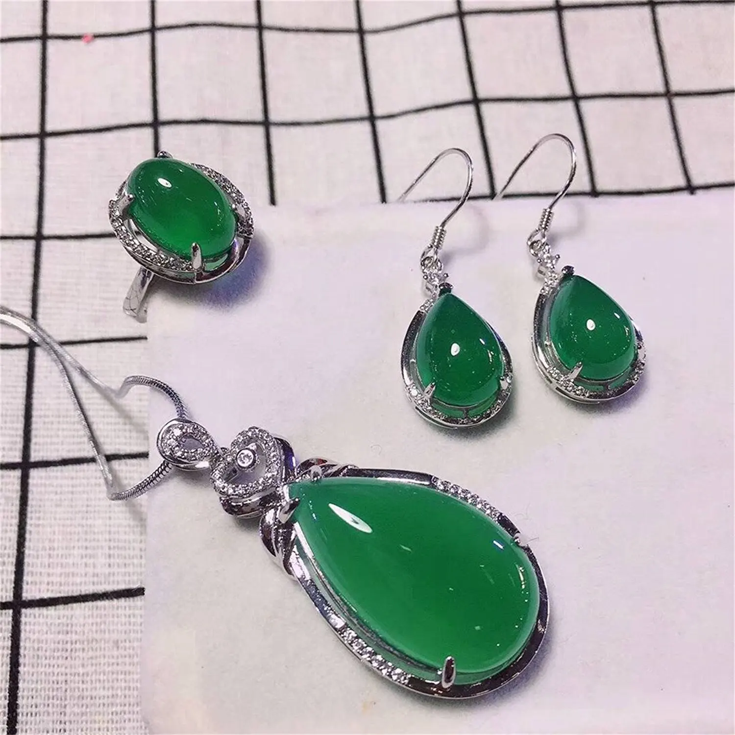 LETSFUN Fine Jewelry Подвеска из натурального агата зеленый S925 яйцо поверхность ожерелье ювелирные изделия