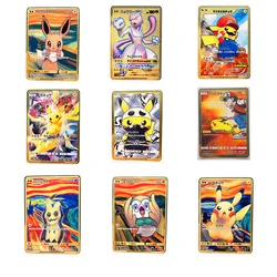 Cartes Pokemon en métal doré, Mario Pikachu entraîneur Lillie, cartes Ultra rares, jouet de Collection Version japonaise 