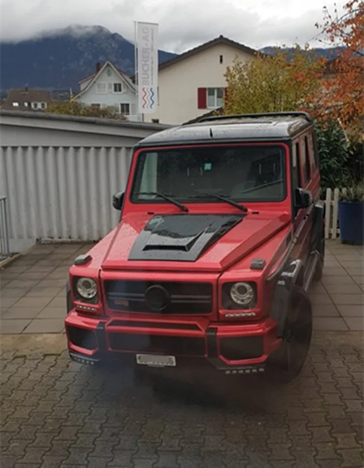 G63 углеродное волокно Передняя угловая губка подходит для G class w463 G63 G65 G500 углеродная Передняя юбка с 10 светодиодами и логотипом B