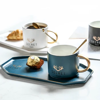 

Nordic Luxury Porcelain Espresso Cups European Modern Simple Ceramic Coffee Mug Afternoon Tea Cup Tazas Kitchen Drinkware MM60BD