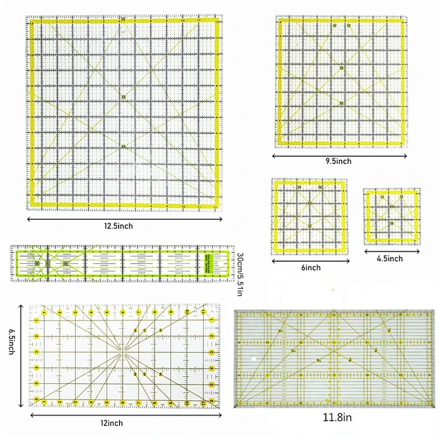 4 Pcs Square Quilting Rulers Acrylic Quilters Rulers Clear Mark With Non  Slip Rings - AliExpress