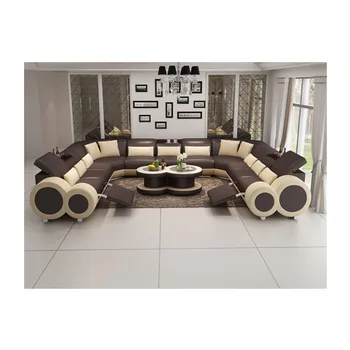 

New italian style modern u shaped white leather extra large sectional sofa design
