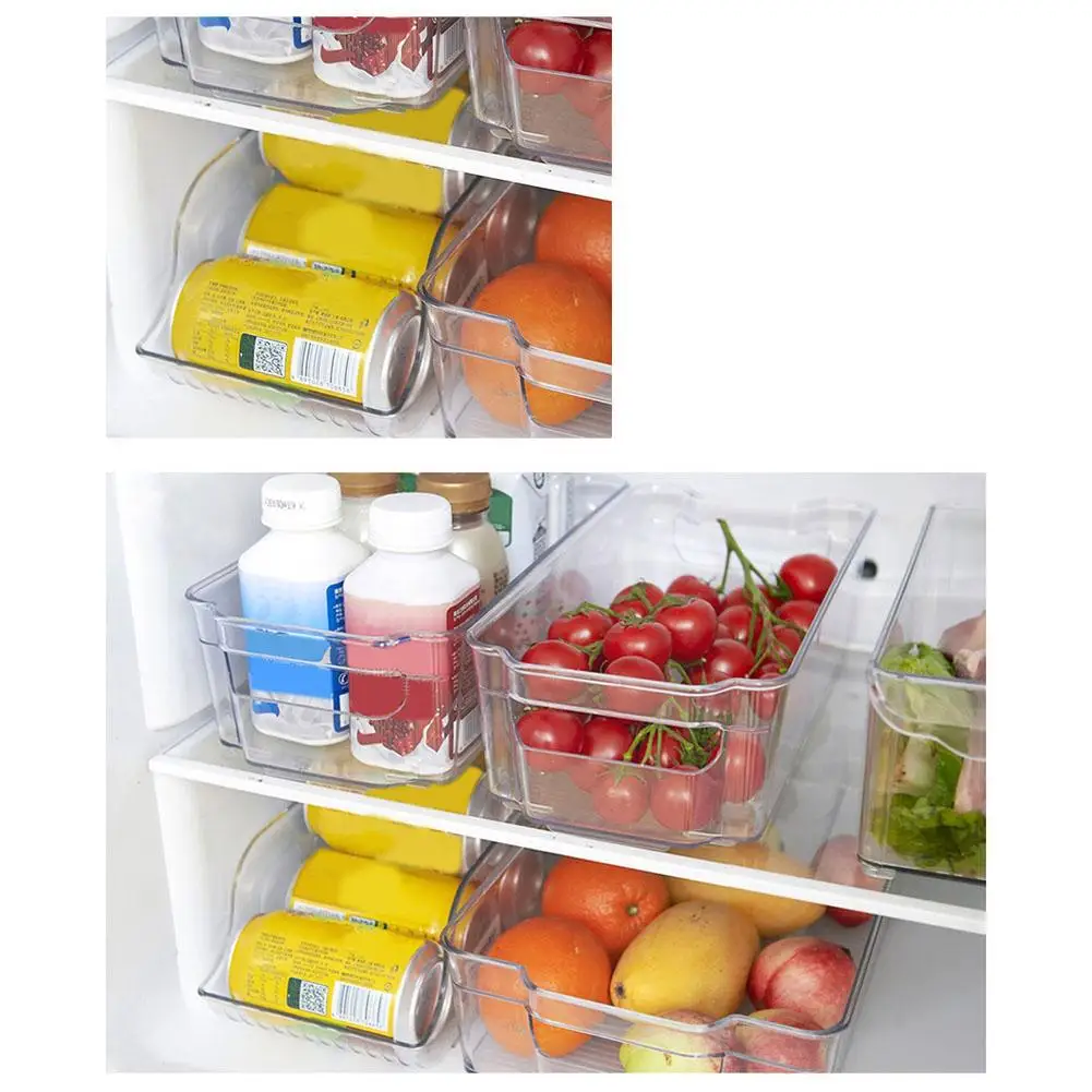 Newest Refrigerator storage box can be stacked plastic storage box rectangular noodles vegetable fruit kitchen storage box#4O