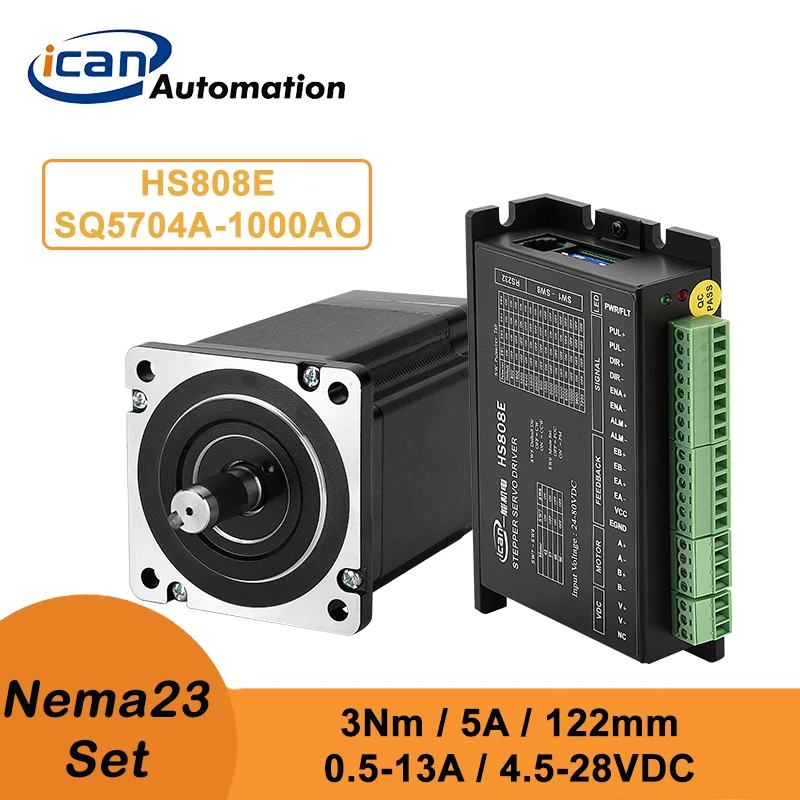 

ICAN Nema 23 Motor With Encoder 3Nm 5A 121mm HS808E 20-80VDC Stepper Close loop Control Kit