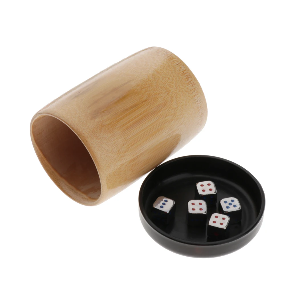 Lots 5 Six Sided D6 Dice 12mm Dice Die Metal with Wooden Dice Cup Box Golden/Silver w/ Blue&Red Pips Drinking Playing Game Dice