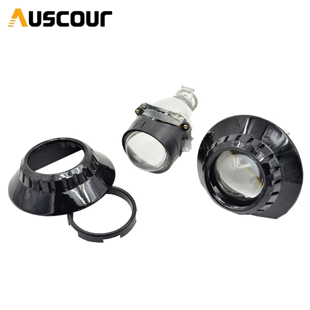 2.5inch bixenon HID car Projector lens 2Pcs with shrouds h1 xenon kit bulb headlight headlamp h4 h7 car assembly retrofit modify