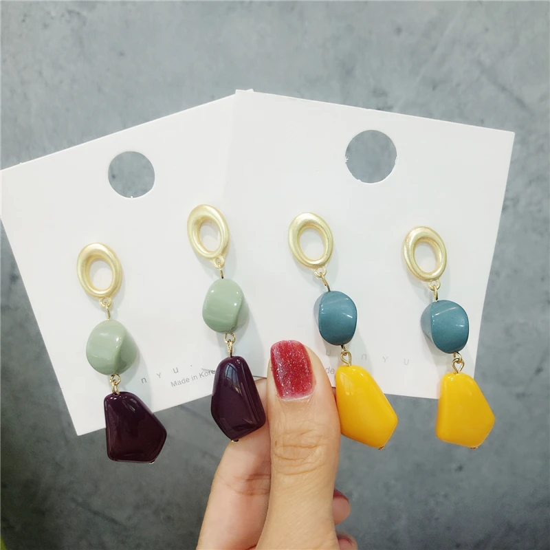 Серьги, Длинные акриловые цветные серьги-гвоздики, винтажные необычные серьги с геометрическим орнаментом, изящные серьги для женщин, ювелирное изделие