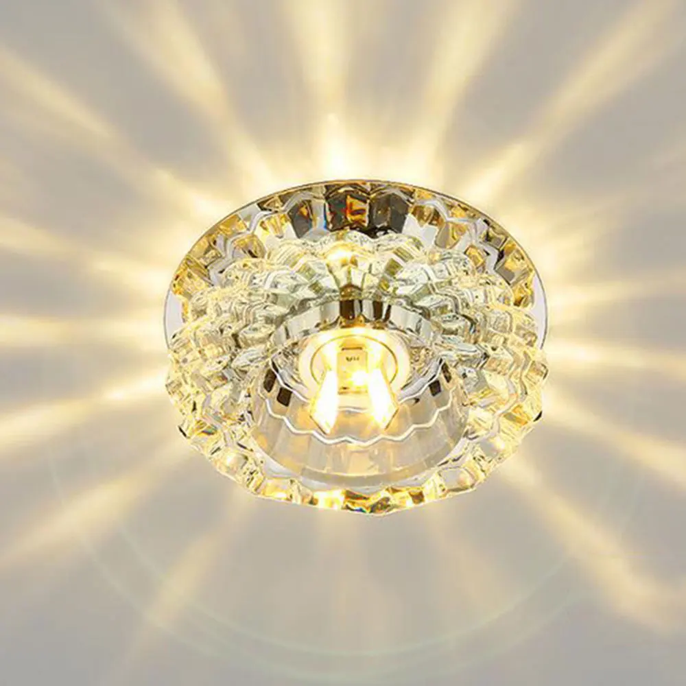 Потолочный светильник хрустальный заподлицо маленький светодиодный для