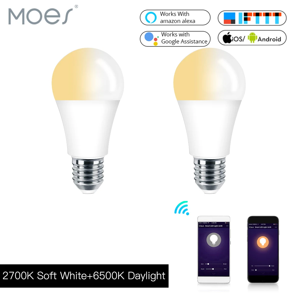 

WiFi Smart Light Bulb LED Lamp 60W equivalent Smart Life/Tuya APP Remote Control Works with Alexa Echo Google E27 E26 7W