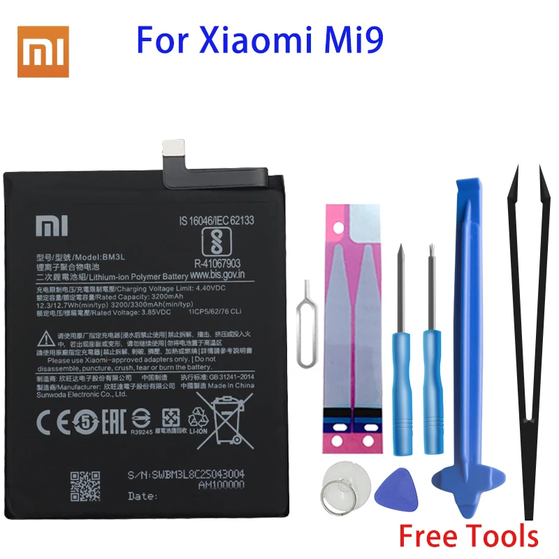Оригинальный аккумулятор BM3L для Xiaomi Mi 9 3200 мАч сменные батареи розничная упаковка