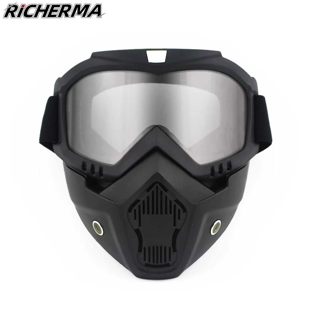 

Protective Motorcycle Face Mask with Goggles Removable Biker Helmet Full Face Mask Motocycle Dust Mouth Mask Tactical Balaclava