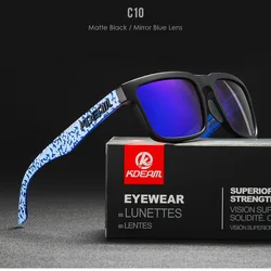 KDEAM Unisex Polarized Mirrored Sunglasses - Stylish Color Blocking Square Shades with Protective Case (C10Mirror Blue)