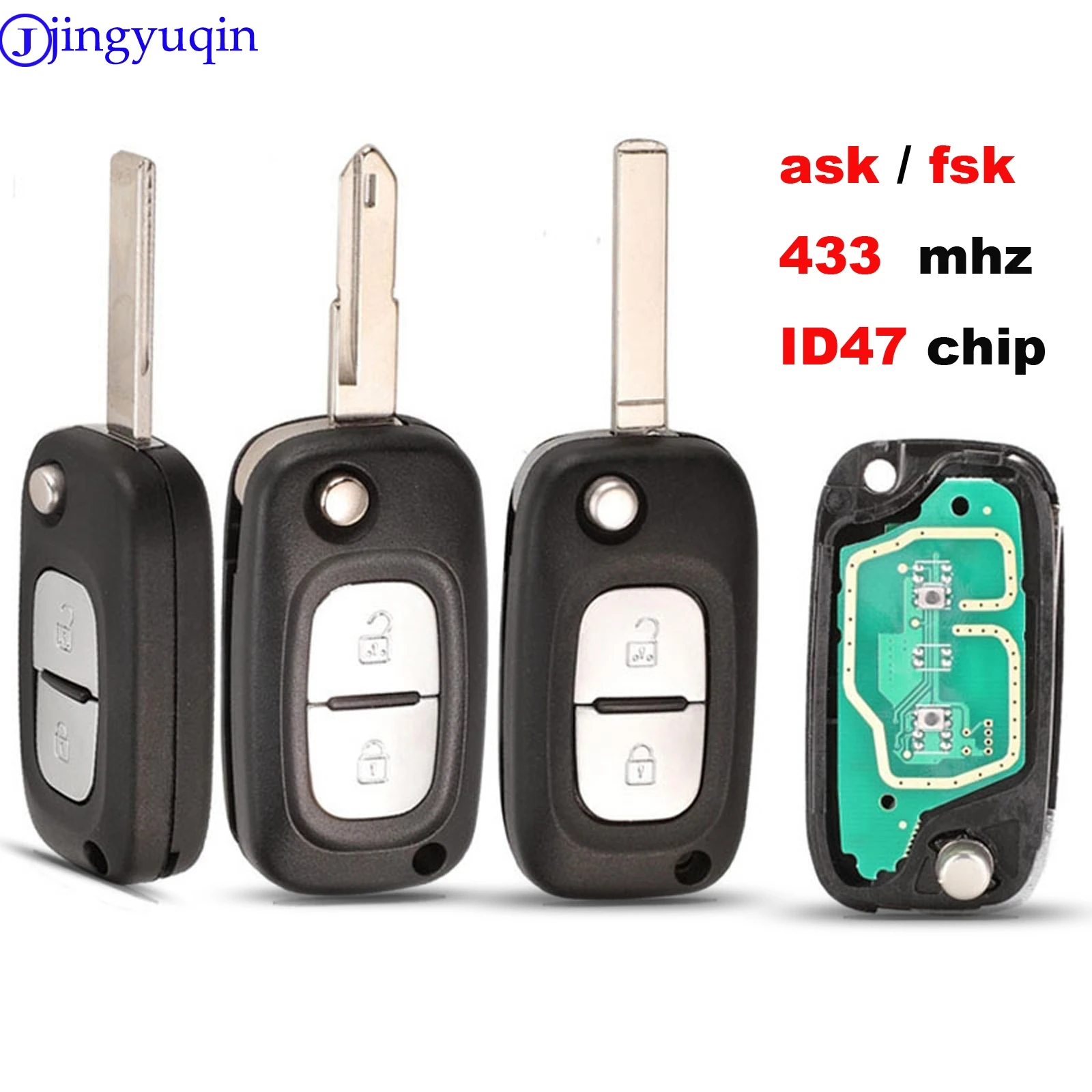 Jingyuqin 10p ASK FSK ID46 433 МГц чехол для пульта дистанционного управления Renault Clio 3 Megane Kangoo