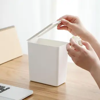 

OTHERHOUSE Desktop Mini Trash Can Flip Type Trash Bin Table Waste Bin Paper Basket Home Ofiice Garbage Storage Bin Cans