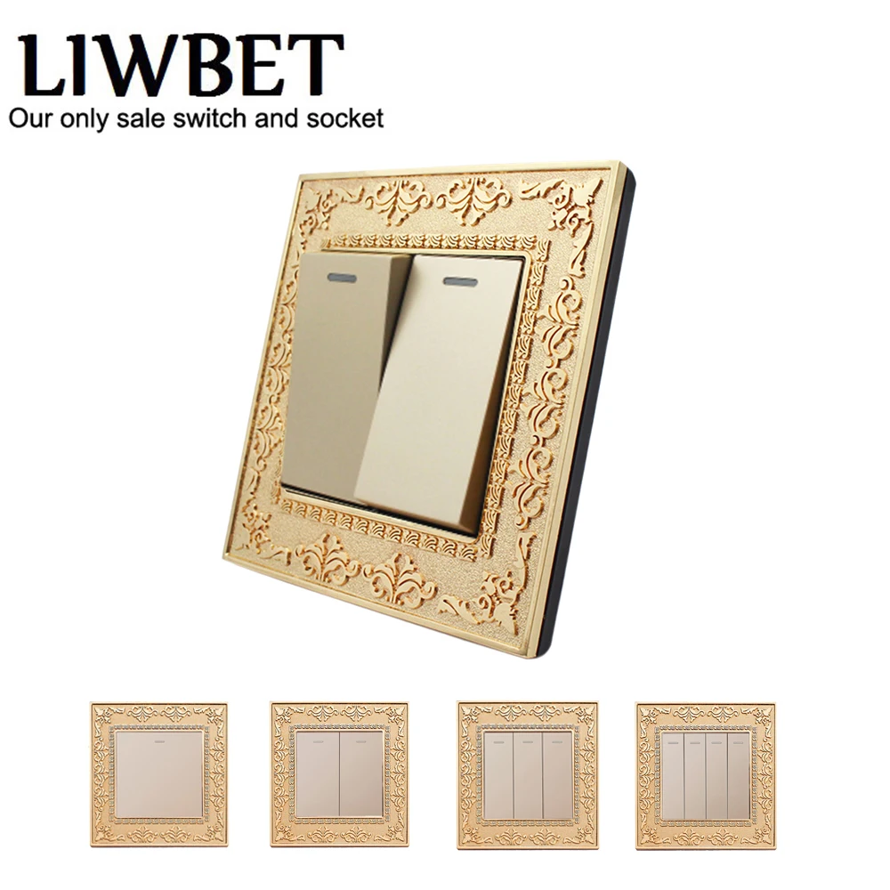 LIWBET золотой цвет 1 комплект/2 клавиши/3 клавиши/4 клавиши выключатель света и