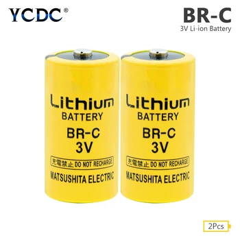 

2pcs BR-C Lithium Battery 3V 2200mAh PLC FANUC Cell Li-ion Back Up Batteries For doorbell calculator Fanuc Control CNC System