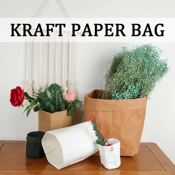 

Washable Plant Flowers Pots Kraft Paper Bag Multifunction Home Storage Bags Reuseable Environmentally Friendly Storage Bag