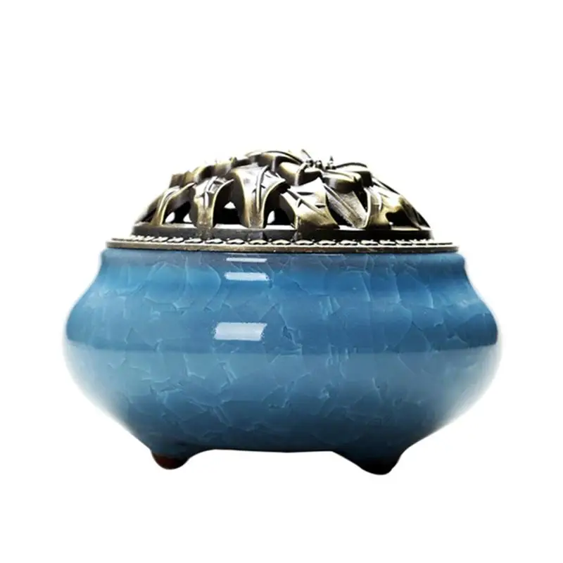 Коническая курильница для благовоний с Сплав Calabash подставка для ароматических палочек керамический благовоний золоуловитель подставка для тарелки - Цвет: Sky Blue