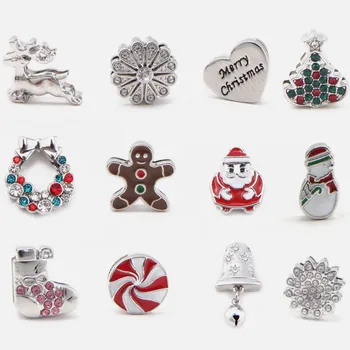 

Vinnie Design Jewelry Christmas Series Slide Charms fit on 10mm Keeper Stainless Steel Mesh Wrap Bracelets 12pcs/lot