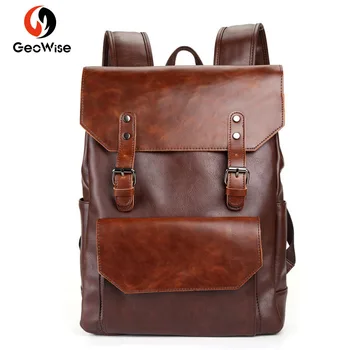 

Men pu Leather backpack shoulder bag business bag fashion high capacity backpack Casual Backpack 16 Inch Laptop backpack