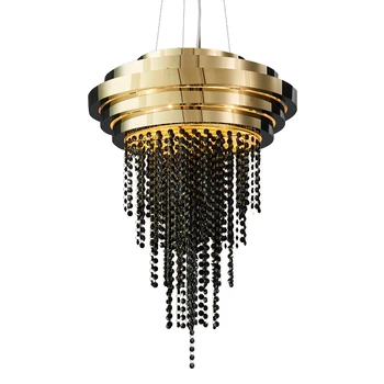 

Luxury gold chandelier lighting for dining living room creative design black crystal lamp cafe cloakroom led chandeliers