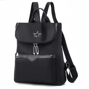 

Ladies Backpack Student Bag Luxury College Zipper Nylon Solid Black Vintage Teenage Backpacks For Girls Sac A Dos Rucksack