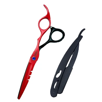

Professional japan 440c 6 inch BLACK hair scissors set cutting barber thinning scissors hairdressing scissors Barber Haircut Set