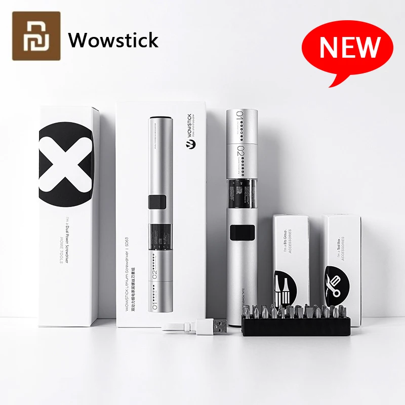 

New Xiaomi Wowstick 12 In 1 Dual Power Lithium Electric Screwdriver 3LED Lights Rechargeable Screw Driver Kit Magnetic 1 Button